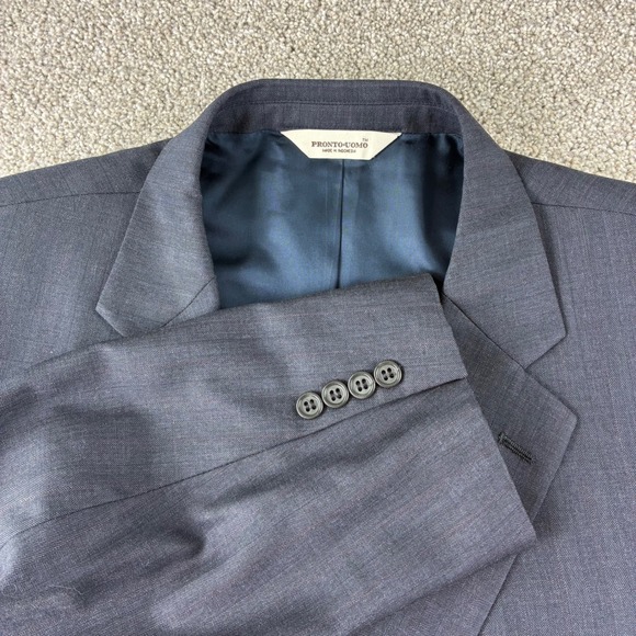 Pronto Uomo Other - Pronto Uomo Mens Gray Wool Two Button Super 100s Blazer Jacket Size 50 Regular